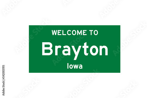 Brayton, Iowa, USA. City limit sign on transparent background.  photo