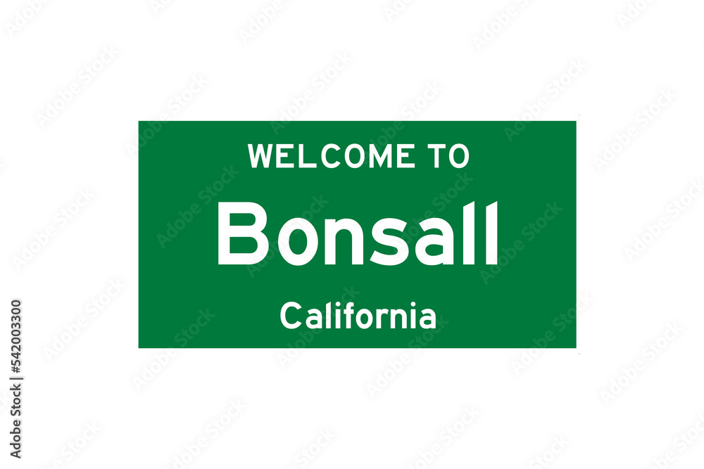 Bonsall, California, USA. City limit sign on transparent background. Bonsall, California, USA. City limit sign on transparent background.