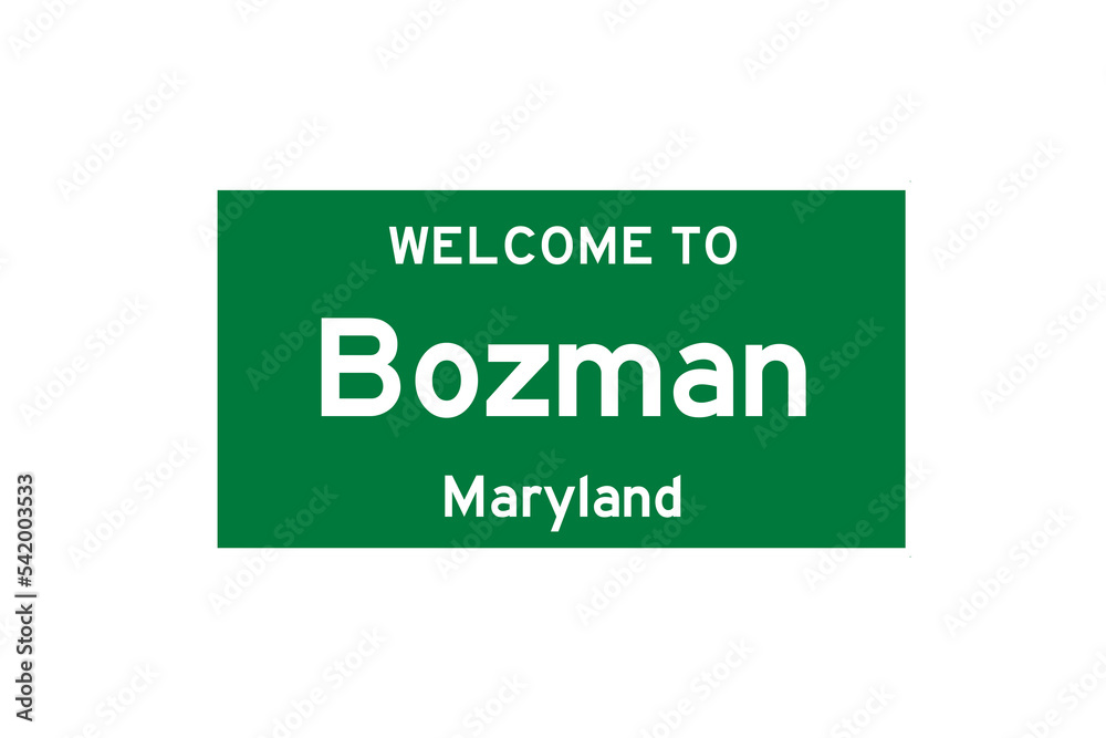 Bozman, Maryland, USA. City limit sign on transparent background. Bozman, Maryland, USA. City limit sign on transparent background.