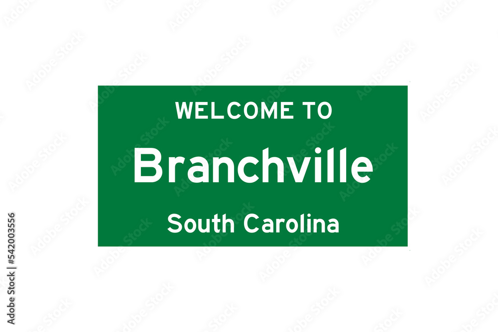 Branchville, South Carolina, USA. City limit sign on transparent background. Branchville, South Carolina, USA. City limit sign on transparent background.