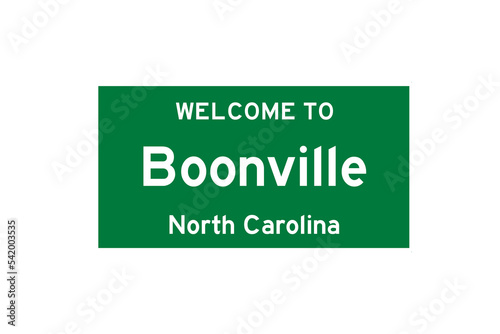 Boonville, North Carolina, USA. City limit sign on transparent background.  photo