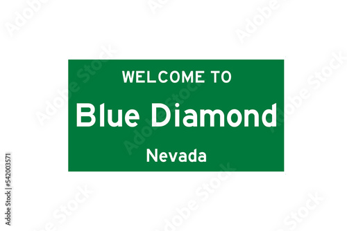 Blue Diamond, Nevada, USA. City limit sign on transparent background. 