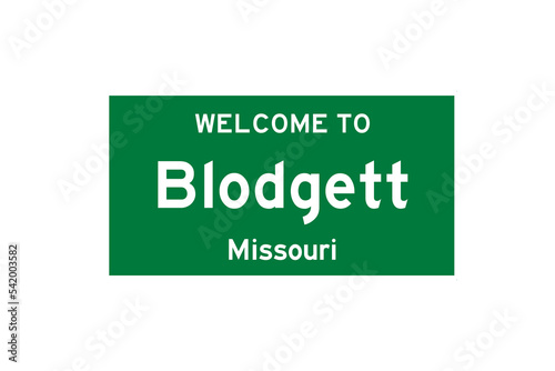Blodgett, Missouri, USA. City limit sign on transparent background.  photo