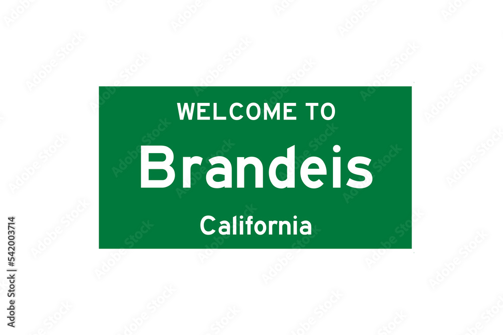 Brandeis, California, USA. City limit sign on transparent background. Brandeis, California, USA. City limit sign on transparent background.