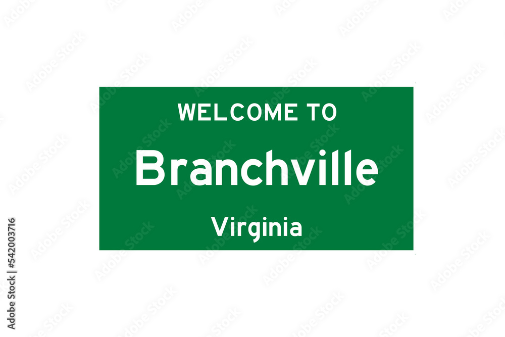 Branchville, Virginia, USA. City limit sign on transparent background. Branchville, Virginia, USA. City limit sign on transparent background.