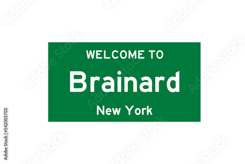 Brainard, New York, USA. City limit sign on transparent background.  photo
