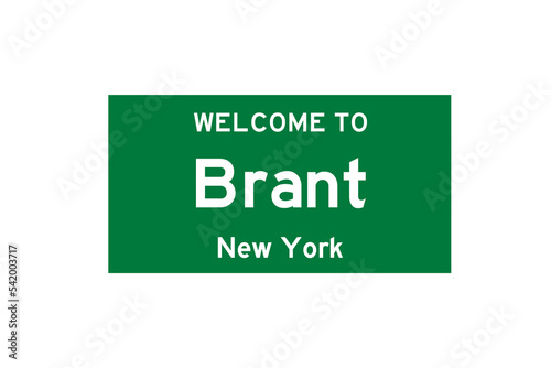 Brant, New York, USA. City limit sign on transparent background. © Rezona