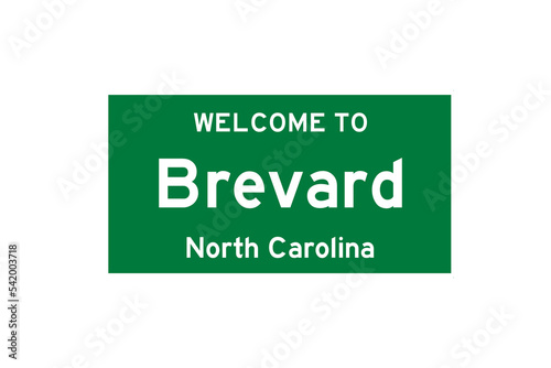 Brevard, North Carolina, USA. City limit sign on transparent background.  photo