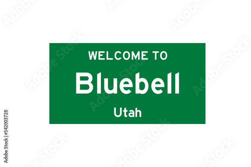 Bluebell, Utah, USA. City limit sign on transparent background. 