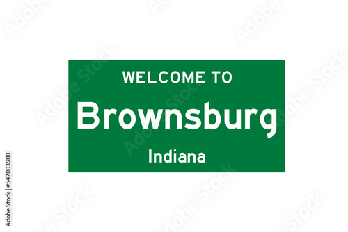 Brownsburg, Indiana, USA. City limit sign on transparent background.  photo