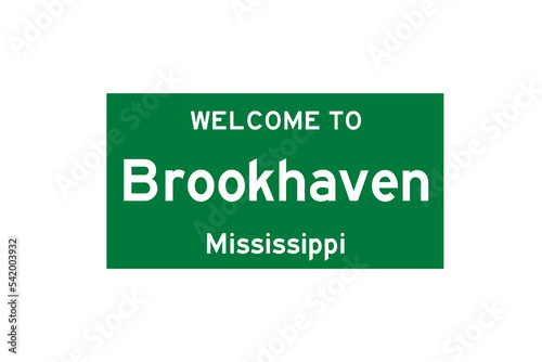 Brookhaven, Mississippi, USA. City limit sign on transparent background.  photo