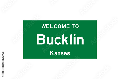 Bucklin, Kansas, USA. City limit sign on transparent background.  photo