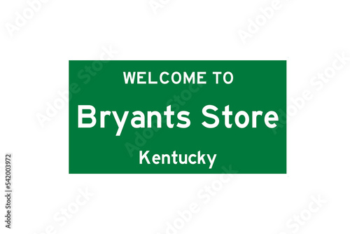 Bryants Store, Kentucky, USA. City limit sign on transparent background.  photo