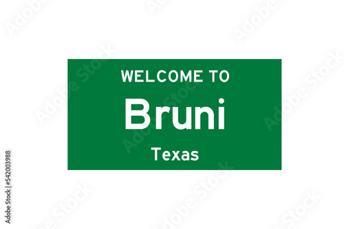 Bruni, Texas, USA. City limit sign on transparent background.  photo