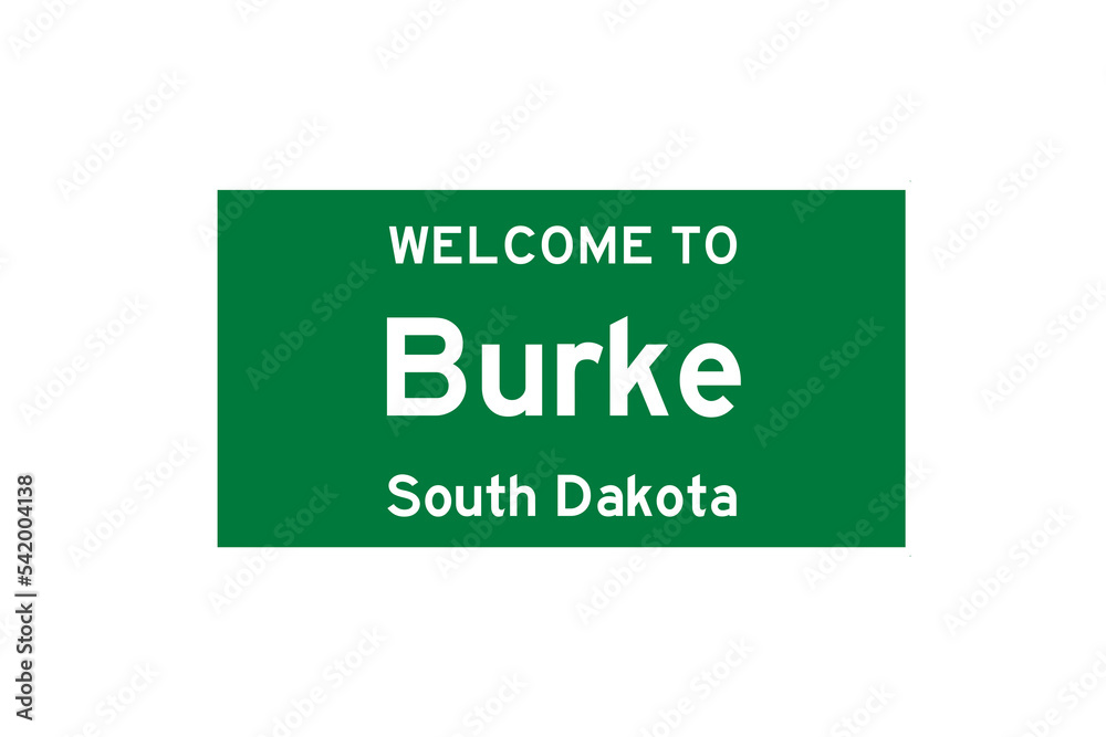 Burke, South Dakota, USA. City limit sign on transparent background. Stock Illustration Adobe