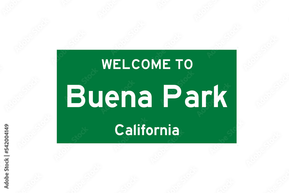 Buena Park, California, USA. City limit sign on transparent background. Buena Park, California, USA. City limit sign on transparent background.