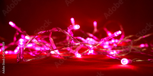 Defocused Christmas fairy lights. LED Christmas Garland