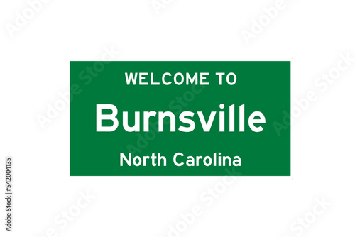Burnsville, North Carolina, USA. City limit sign on transparent background.  photo