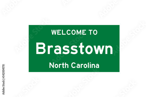 Brasstown, North Carolina, USA. City limit sign on transparent background.  photo