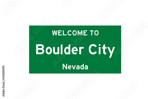 Boulder City, Nevada, USA. City limit sign on transparent background. 