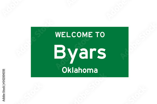 Byars, Oklahoma, USA. City limit sign on transparent background.  photo