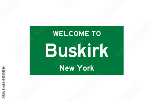 Buskirk, New York, USA. City limit sign on transparent background.  photo