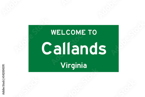 Callands, Virginia, USA. City limit sign on transparent background.  photo