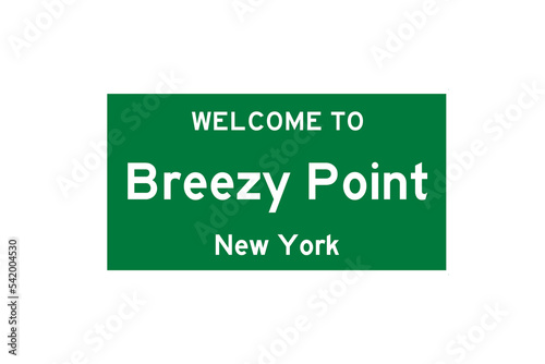 Breezy Point, New York, USA. City limit sign on transparent background.  photo