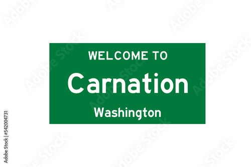 Carnation, Washington, USA. City limit sign on transparent background.  photo