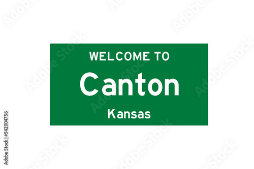 Canton, Kansas, USA. City limit sign on transparent background.  photo