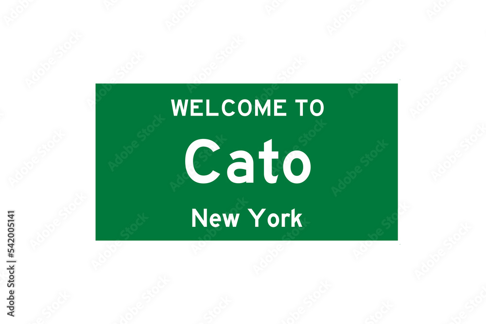 Cato, New York, USA. City limit sign on transparent background. Stock