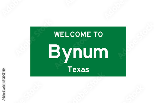 Bynum, Texas, USA. City limit sign on transparent background.  photo