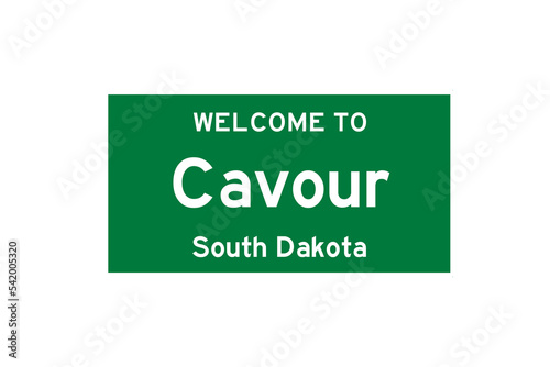 Cavour, South Dakota, USA. City limit sign on transparent background.  photo