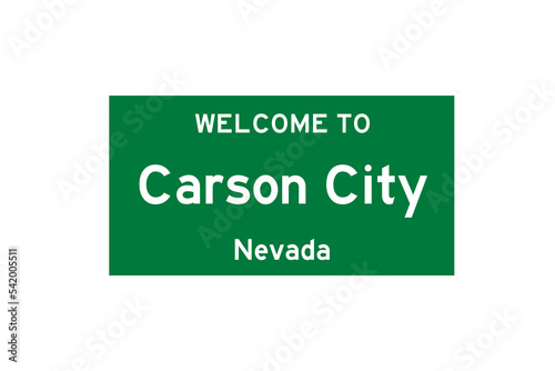 Carson City, Nevada, USA. City limit sign on transparent background. 