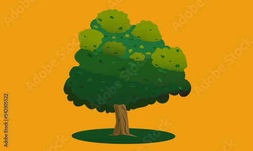 Illustration of a large tree with green degradation for the needs of worldwide trees or forestry content.