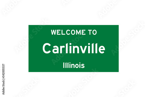 Carlinville, Illinois, USA. City limit sign on transparent background.  photo