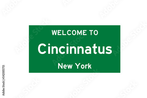 Cincinnatus, New York, USA. City limit sign on transparent background.  photo