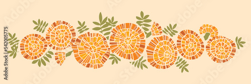 Marigold garland illustration. Marigolds header.