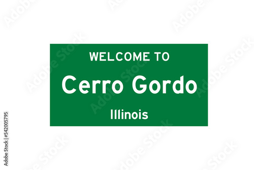 Cerro Gordo, Illinois, USA. City limit sign on transparent background.  photo