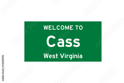 Cass, West Virginia, USA. City limit sign on transparent background.  photo