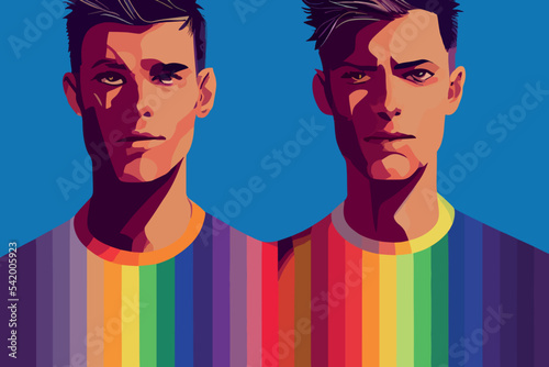 Lgbtq+ pride and tolerance guys open eyes, rainbow