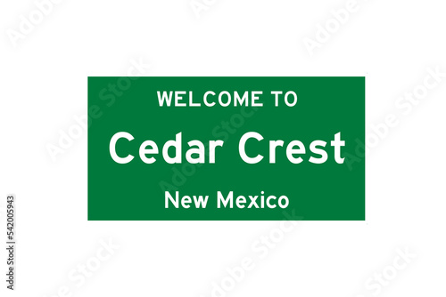 Cedar Crest, New Mexico, USA. City limit sign on transparent background.  photo