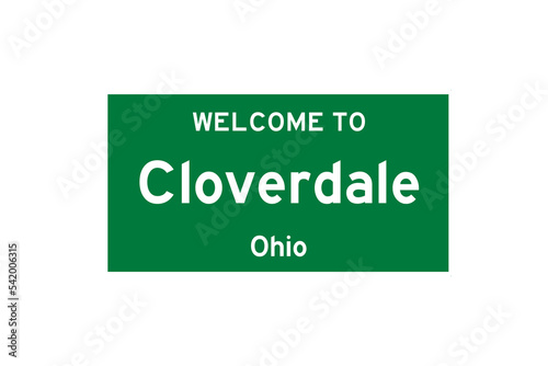 Cloverdale, Ohio, USA. City limit sign on transparent background.  photo