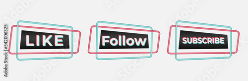 Stickers set for popular social network. Black - blue - pink modern advertising social media design. Horizontal picture frame Vector illustration Isolated on white background