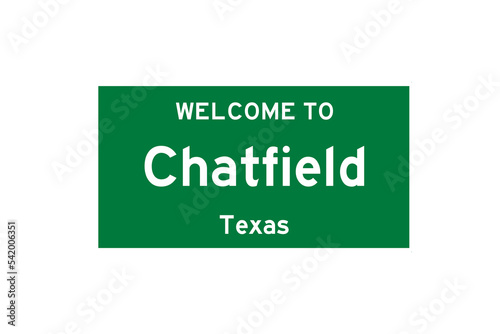 Chatfield, Texas, USA. City limit sign on transparent background.  photo