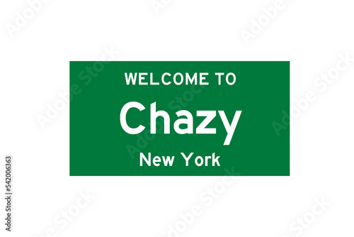 Chazy, New York, USA. City limit sign on transparent background.  photo