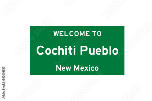 Cochiti Pueblo, New Mexico, USA. City limit sign on transparent background.  photo