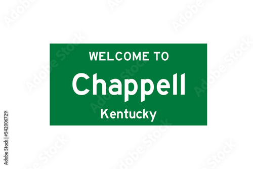 Chappell, Kentucky, USA. City limit sign on transparent background.  photo