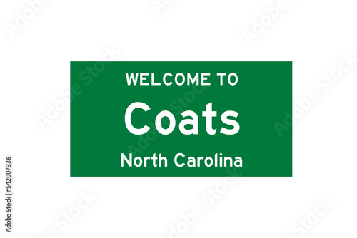 Coats, North Carolina, USA. City limit sign on transparent background.  photo