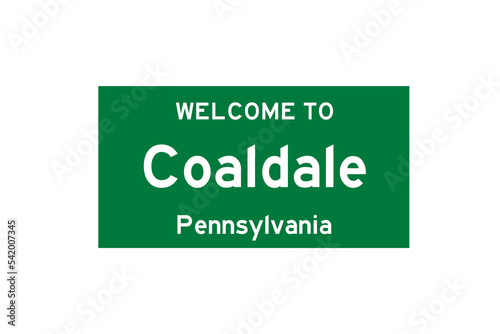 Coaldale, Pennsylvania, USA. City limit sign on transparent background.  photo